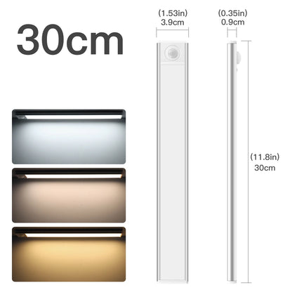 High Capacity Battery USB Rechargeable LED Light Bar Aluminium Motion Sensor Magnetic Strip For Stairs Closet Cabinet Night Lamp