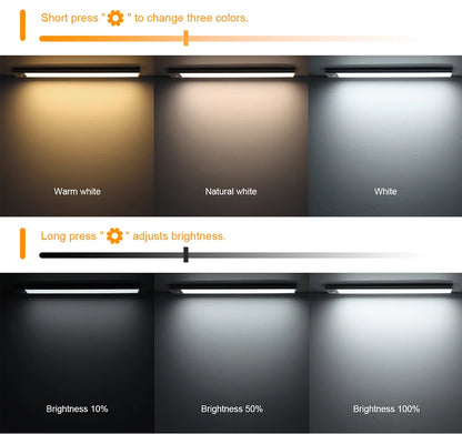 High Capacity Battery USB Rechargeable LED Light Bar Aluminium Motion Sensor Magnetic Strip For Stairs Closet Cabinet Night Lamp