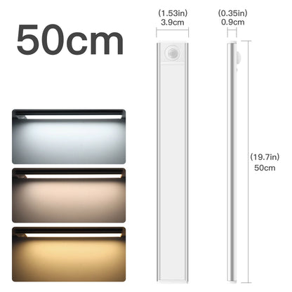 High Capacity Battery USB Rechargeable LED Light Bar Aluminium Motion Sensor Magnetic Strip For Stairs Closet Cabinet Night Lamp